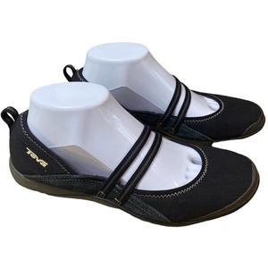 Teva Women's Size 8 Black Double Stretch Strap Mary Jane ‘Koral’ Slip On Flats
